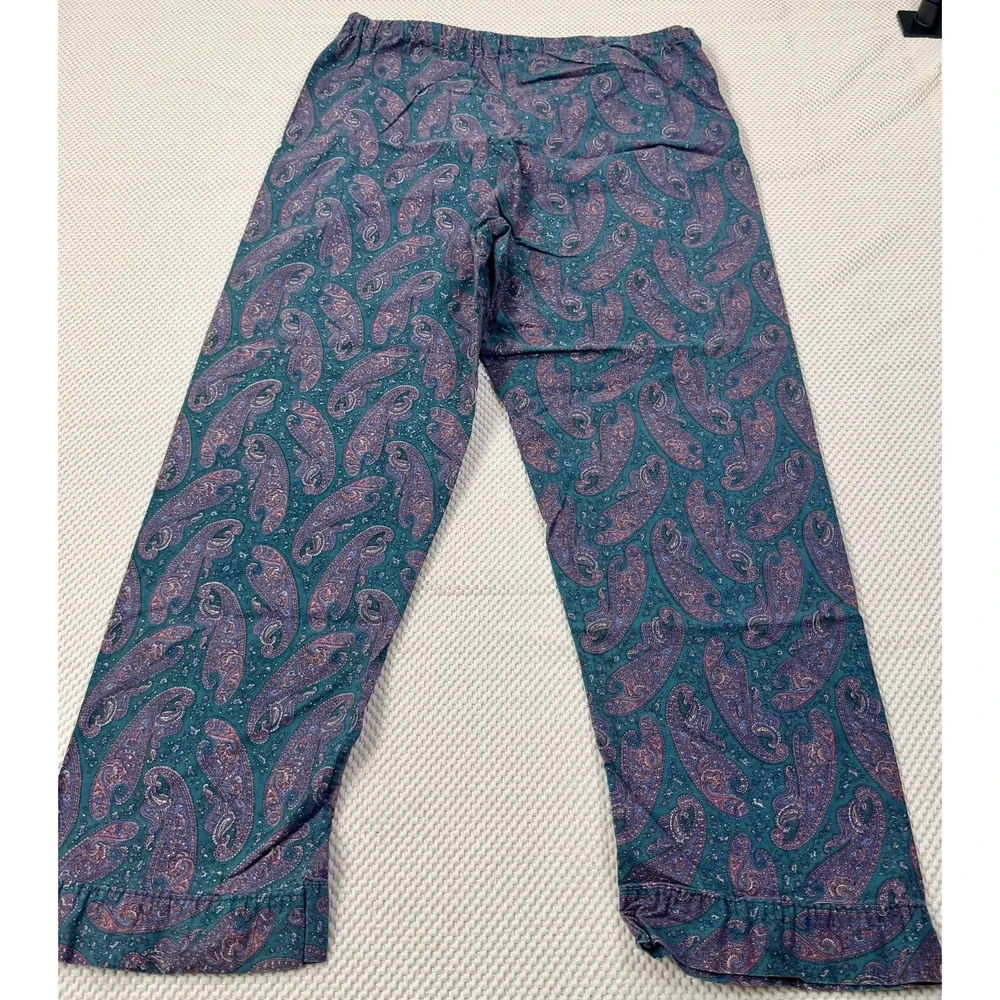 VTG Christian Dior Monsieur Le Connaisseur Pajamas Set Large Paisley Teal Purple